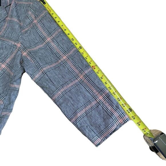 1. STATE Womens Black Red Plaid Blazer Jacket Sz 24W Linen Blend Button - Picture 10 of 10